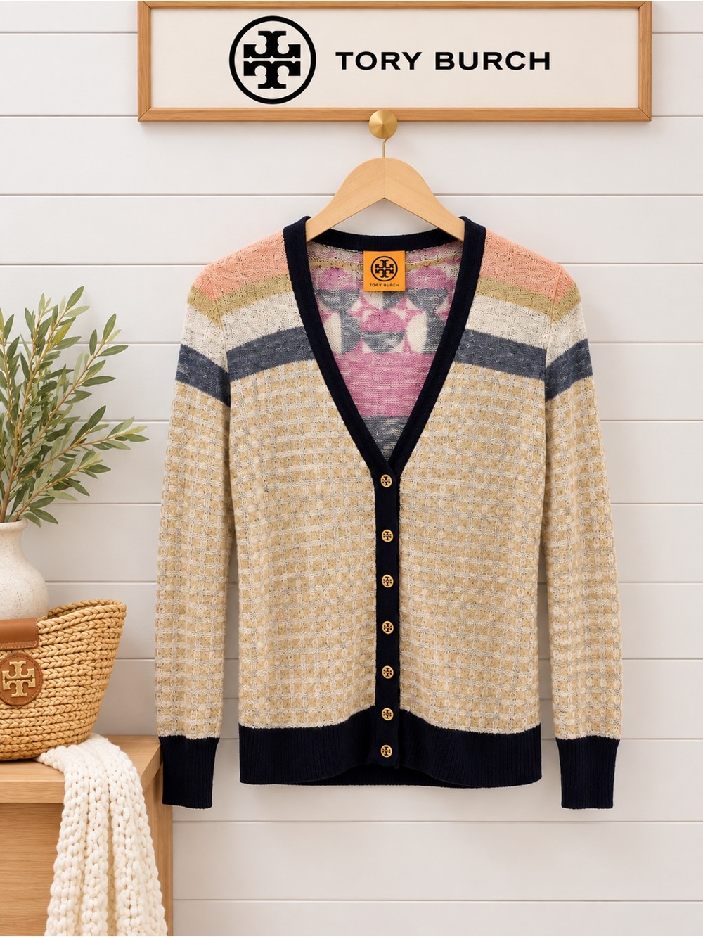 Tory Burch Lightweight Knit Cardigan – Multicolor – Size M
